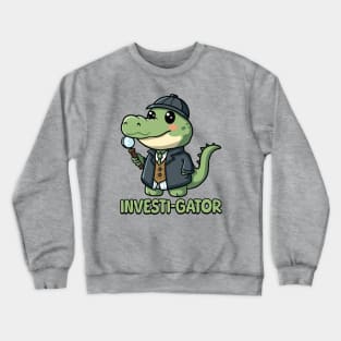 Investigator! Kawaii Baby Alligator Detective Cartoon Crewneck Sweatshirt